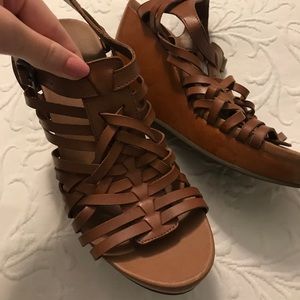 Brown strappy wedges